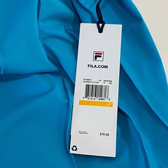 Fila Groundbreaker Full Coverage Tank Womens S Blue Ribbed Stretch Tennis - Picture 5 of 7